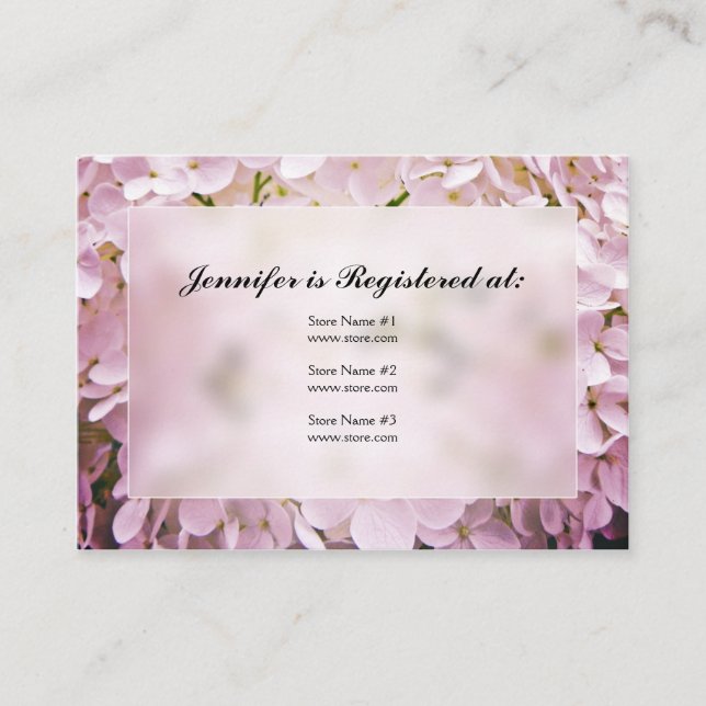 Tarjetas de registro de Baby Shower de Hydrangea (Anverso)