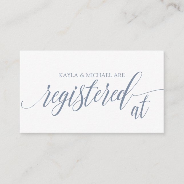 Tarjetas de Registro de Boda con Caligrafía - Azul (Anverso)