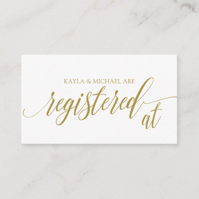 Tarjetas de Registro de Boda Elegantes - Oro (Anverso)