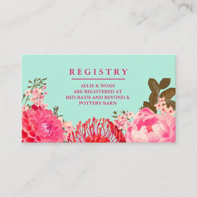 Tarjetas de registro de Boda floral rosa bonito (Anverso)