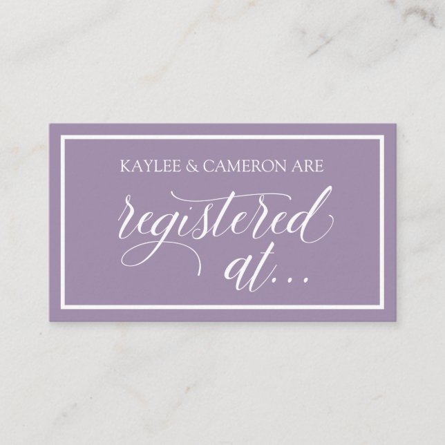 Tarjetas de Registro de Boda - Lavanda (Anverso)