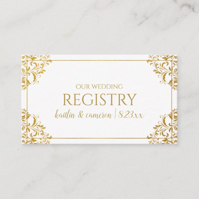 Tarjetas de Registro de Boda - Nadine - Hoja de Or (Anverso)