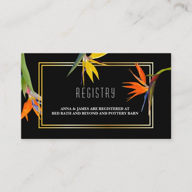 Tarjetas de registro de Bodas florales paradisíaca (Anverso)