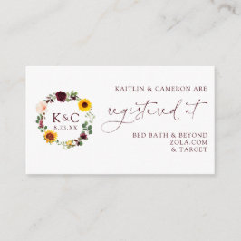 Tarjetas de registro de bodas Rosas del girasol de