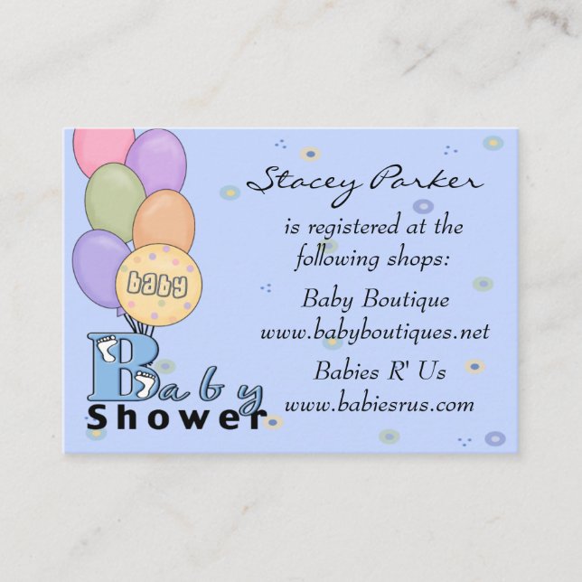Tarjetas de registro de celebración de Baby Boy (Anverso)