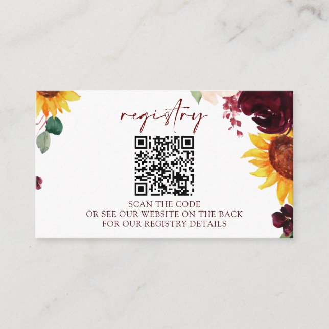 Tarjetas de registro de ducha de Boda QR (Anverso)
