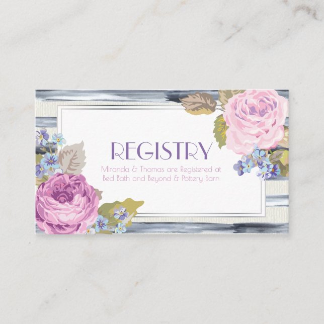 Tarjetas de registro de flores y rayas (Anverso)