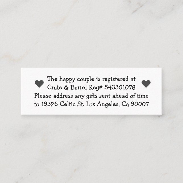 Tarjetas de Registro de Pareja Feliz en Miniatura  (Anverso)