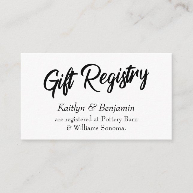 Tarjetas de registro de regalo de boda con escritu (Anverso)