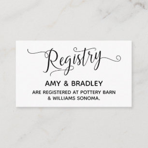 Tarjetas de registro de regalo de boda con guión e