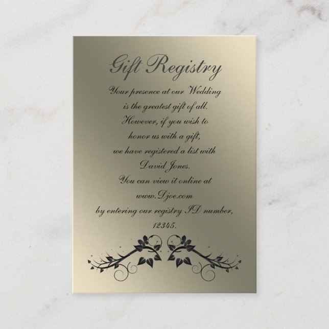 tarjetas de registro de regalo negro (Anverso)