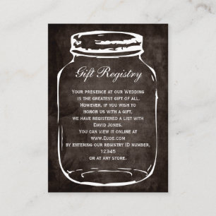 tarjetas de registro de regalo rústico para tarro