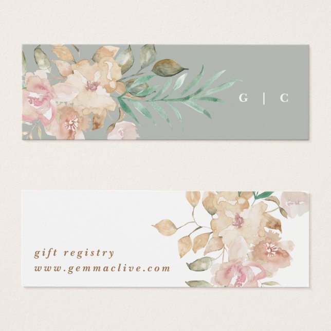 Tarjetas de registro de regalo verde rustico de co (Anverso y reverso)