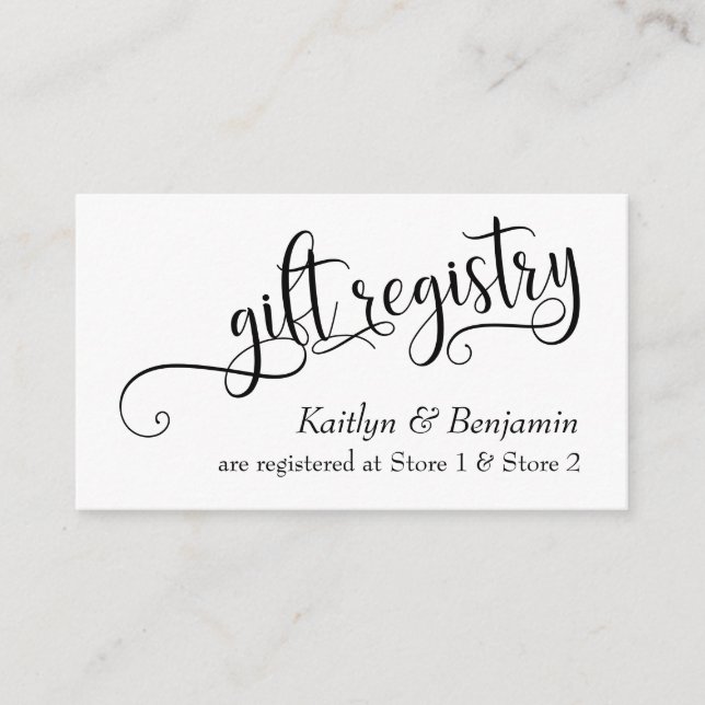 Tarjetas de Registro de Regalos de Boda con Letra  (Anverso)