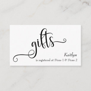 Tarjetas de Registro de Regalos de Boda con Tipogr