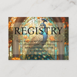 Tarjetas de registro de regalos de boda de pavo re