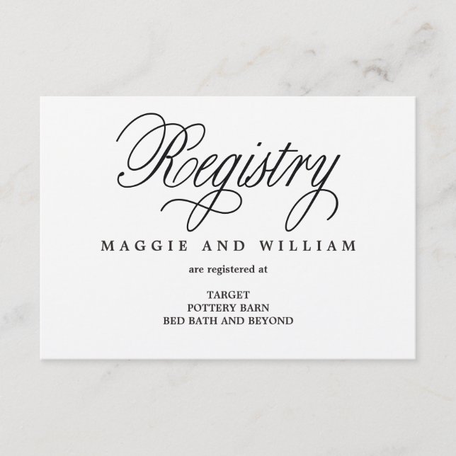 Tarjetas de registro - Guión elegante (Anverso)