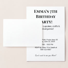 Tarjetas de Relieve metalizado de invitación a fie