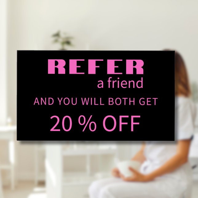 Tarjetas de remisión negras modernas de neón rosad (Subido por el creador)