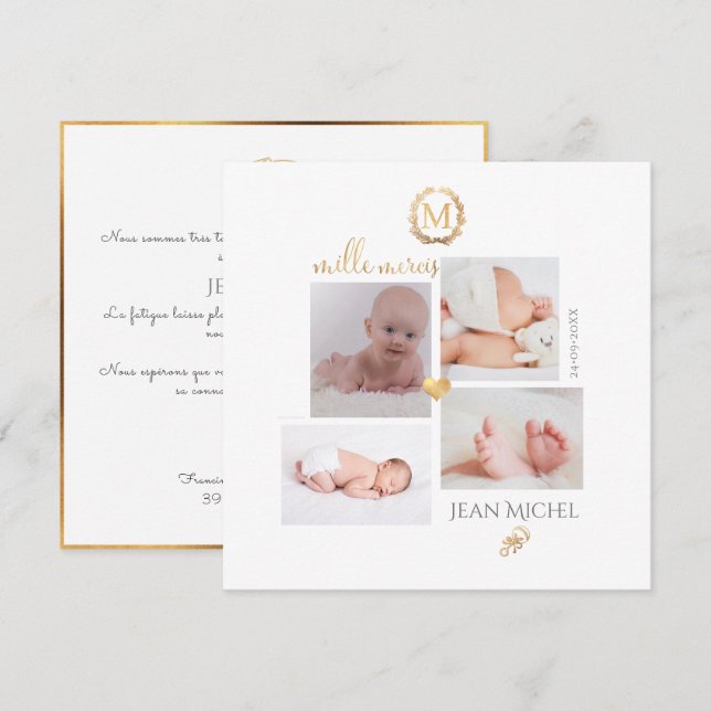 Tarjetas de reposición Monogramme de bricolage en  (Anverso / Reverso)