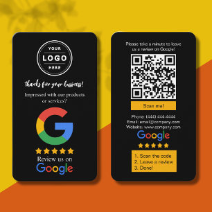 Tarjetas de reseñas de Google con logotipo y códig