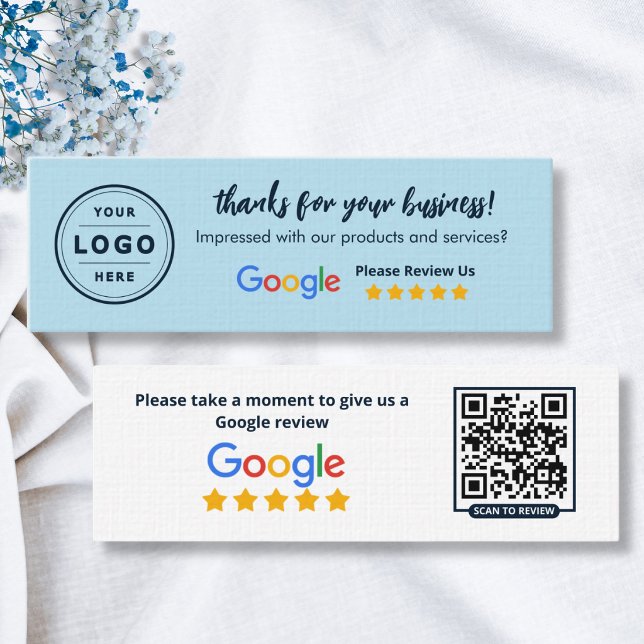 Tarjetas de reseñas de Google Negocios Azul bebé y (Google review business cards)