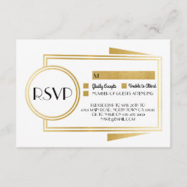 Tarjetas de respuesta Art Deco RSVP años 20 Dorado