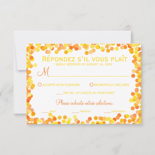 Tarjetas de respuesta Boda Confetti (Anverso)