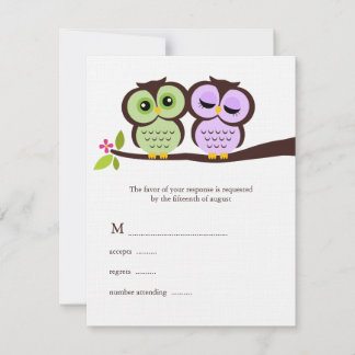 Tarjetas de respuesta Boda de búhos encantadores