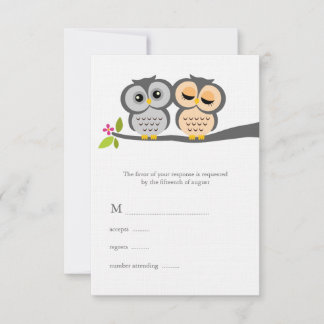 Tarjetas de respuesta Boda de búhos encantadores