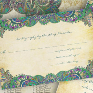 Tarjetas de respuesta Boda de colores paisley Peac