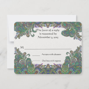 Tarjetas de respuesta Boda de colores paisley Peac