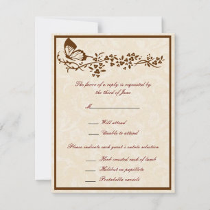 Tarjetas de respuesta Boda de mariposa elegante