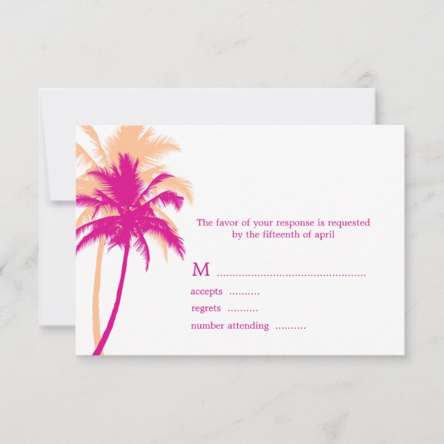 Tarjetas de respuesta Boda de palmeras (Anverso)