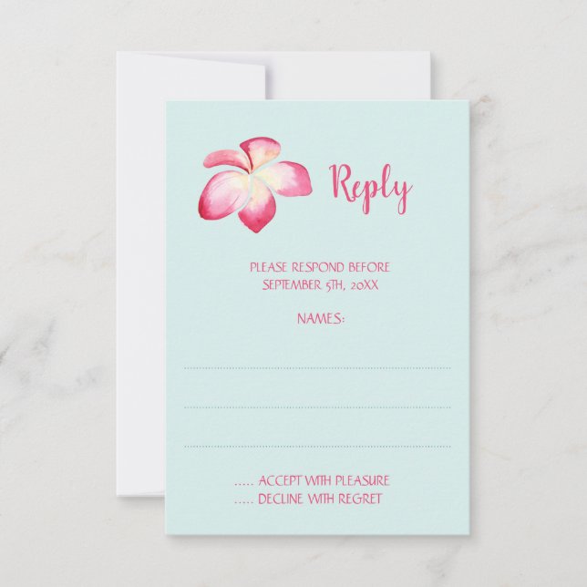 Tarjetas de respuesta Boda de Plumeria Tropical (Anverso)