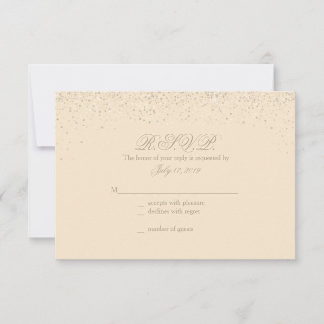 Tarjetas de respuesta Boda de Purpurina de champán (Anverso)