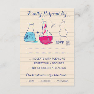 Tarjetas de respuesta Boda de química rosa y azul