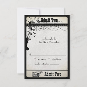 Tarjetas de respuesta Boda de Swirls Textiles Blac