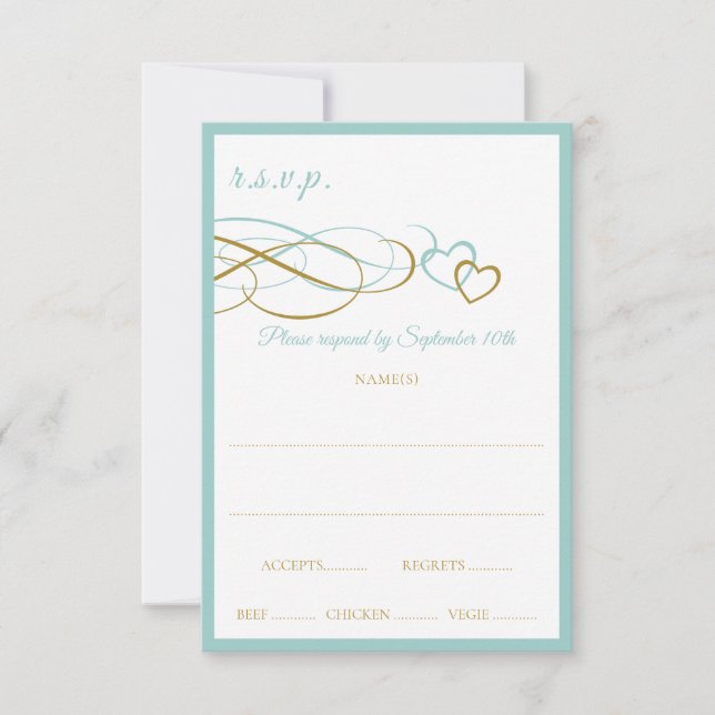Tarjetas de respuesta Boda del corazón (Turquesa y (Anverso)