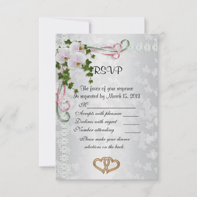 Tarjetas de respuesta boda elegantes Orquídeas bla (Anverso)
