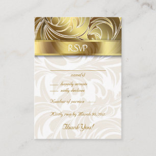 Tarjetas de respuesta boda Floral Leaf Gold