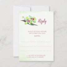 Tarjetas de respuesta Boda Green Orchid Marsala