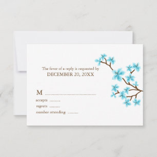 Tarjetas de respuesta Boda para cerezos en flor Aq