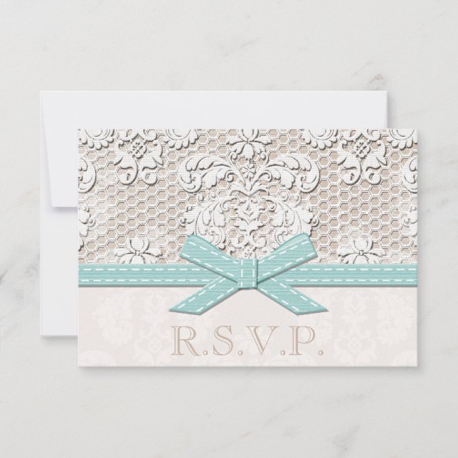Tarjetas de respuesta Boda RSVP de aspecto de enca (Anverso)