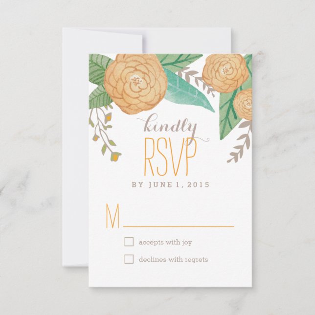 Tarjetas de respuesta Boda/RSVP de Florals pintada (Anverso)
