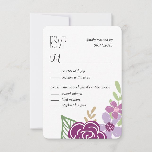 Tarjetas de respuesta Boda/RSVP para radiantes flo (Anverso)