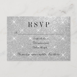 Tarjetas de respuesta boda RSVP purpurina de plata