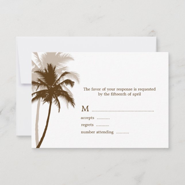 Tarjetas de respuesta Boda tropical de palmeras (Anverso)
