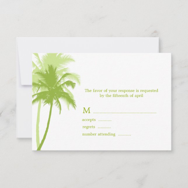 Tarjetas de respuesta Boda tropical de palmeras (Anverso)