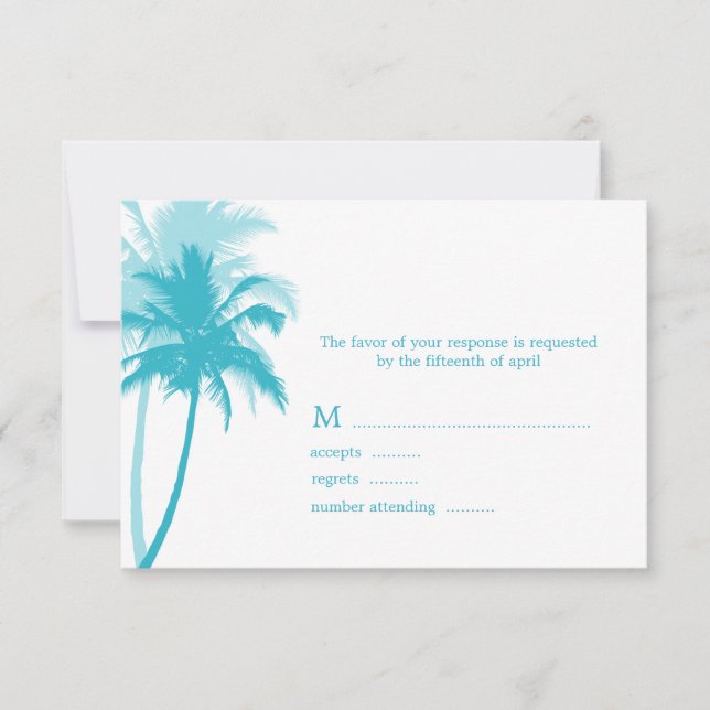 Tarjetas de respuesta Boda tropical de palmeras (Anverso)